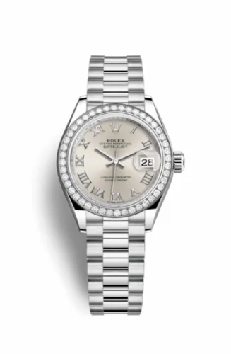 Rolex Lady-Datejust 28 Platinum Diamond / President / Silver Roman 279136rbr-0007
