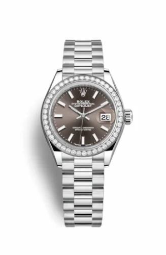Rolex Lady-Datejust 28 Platinum Diamond / President / Dark Grey 279136rbr-0009