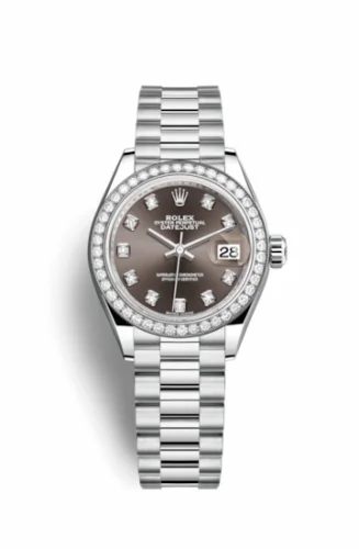 Rolex Lady-Datejust 28 Platinum Diamond / President / Grey Diamonds 279136rbr-0011