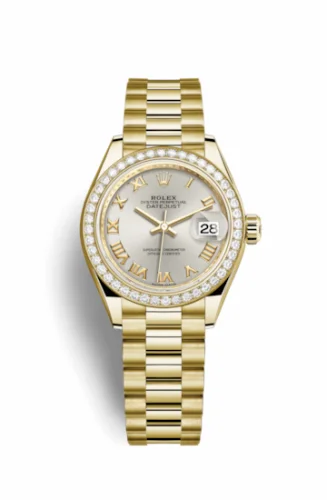 Rolex Lady-Datejust 28 Yellow Gold Diamond / President / Silver Roman 279138rbr-0017
