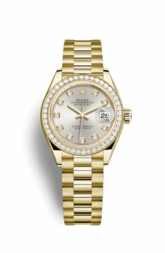 Rolex Lady-Datejust 28 Yellow Gold Diamond / President / Silver Diamond 279138rbr-0019