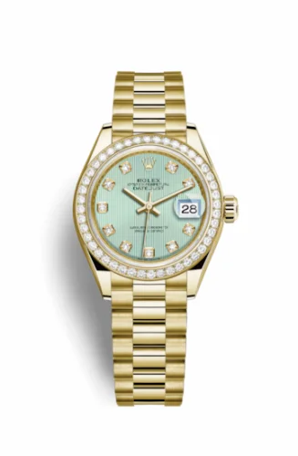 Rolex Lady-Datejust 28 Yellow Gold Diamond / President / Green Diamond 279138rbr-0025