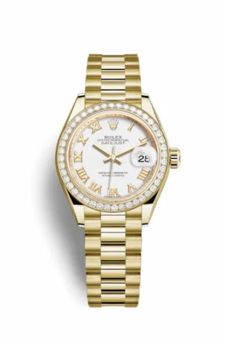 Rolex Lady-Datejust 28 Yellow Gold Diamond / President / White Roman 279138rbr-0031