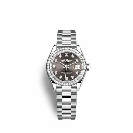 Rolex Lady-Datejust 28 White Gold - Diamond / President / Grey - Diamond 279139RBR-0011