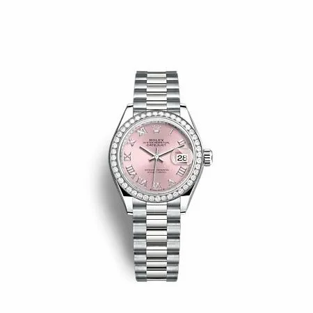 Rolex Lady-Datejust 28 White Gold - Diamond / President / Silver - Roman 279139RBR-0012