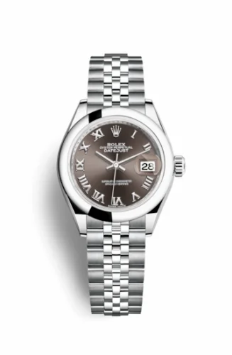 Rolex Lady-Datejust 28 Stainless Steel Domed / Jubilee / Dark Grey Roman 279160-0011