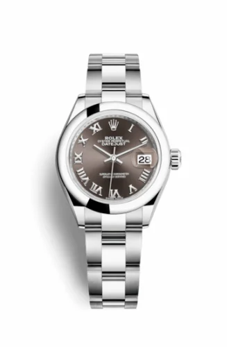 Rolex Lady-Datejust 28 Stainless Steel Domed / Oyster / Dark Grey Roman 279160-0012