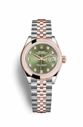 Rolex Lady-Datejust 28 Rolesor Rose Domed / Jubilee / Olive Diamond 279161-0007