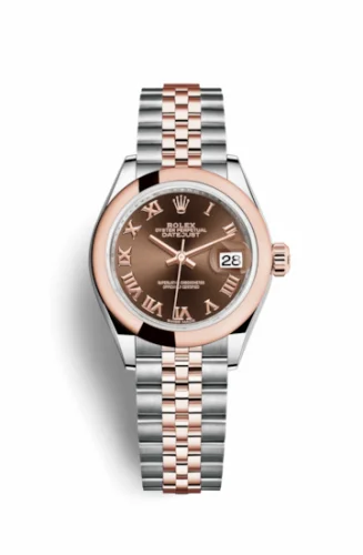 Rolex Lady-Datejust 28 Rolesor Rose Domed / Jubilee / Chocolate Roman 279161-0009