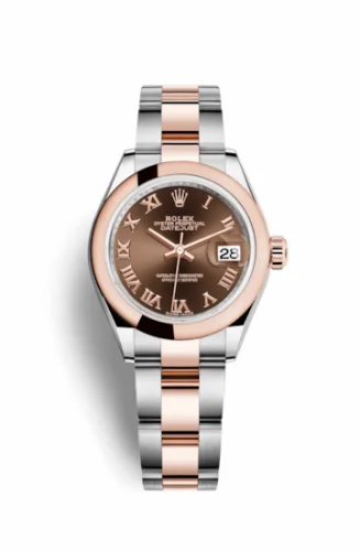 Rolex Lady-Datejust 28 Rolesor Rose Domed / Oyster / Chocolate Roman 279161-0010