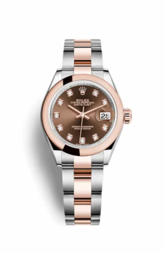 Rolex Lady-Datejust 28 Rolesor Rose Domed / Oyster / Chocolate Diamond 279161-0012
