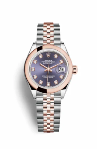 Rolex Lady-Datejust 28 Rolesor Rose Domed / Jubilee / Aubergine Diamonds 279161-0015