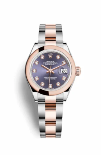 Rolex Lady-Datejust 28 Rolesor Rose Domed / Oyster / Aubergine Diamonds 279161-0016