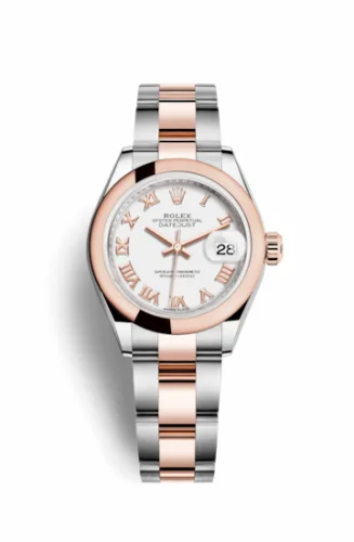 Rolex Lady-Datejust 28 Rolesor Rose Domed / Oyster / White Roman 279161-0022