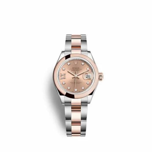 Rolex Lady-Datejust 28 Stainless Steel / Rose Gold / Domed / Rose - Diamond / Oyster 279161-0028