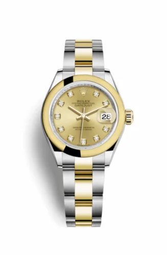 Rolex Lady-Datejust 28 Rolesor Yellow Domed / Oyster / Champagne Diamond 279163-0012