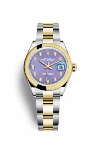 Rolex Lady-Datejust 28 Rolesor Yellow Domed / Oyster / Lavender Diamond 279163-0018