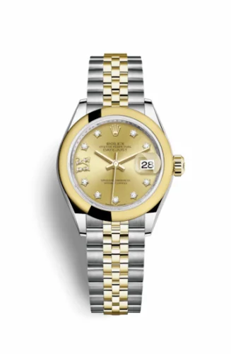 Rolex Lady-Datejust 28 Rolesor Yellow Domed / Jubilee / Champagne Diamond 279163-0022