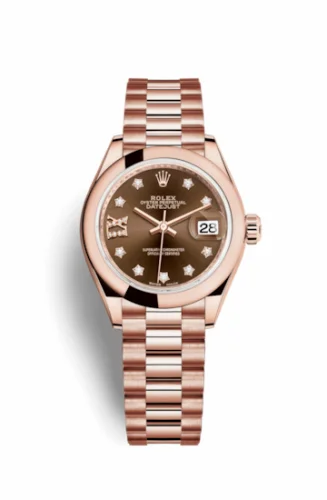 Rolex Lady-Datejust 28 Everose Domed / President / Chocolate Diamond 279165-0002