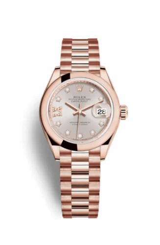 Rolex Lady-Datejust 28 Everose Domed / President / Sundust Diamond 279165-0005