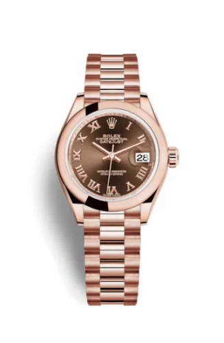 Rolex Lady-Datejust 28 Everose Domed / President / Chocolate Roman 279165-0013