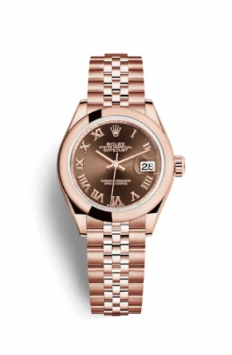 Rolex Lady-Datejust 28 Everose Domed / Jubilee / Chocolate Roman 279165-0014