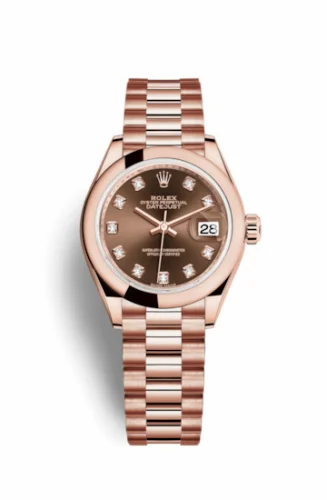 Rolex Lady-Datejust 28 Everose Domed / President / Chocolate Diamond 279165-0015