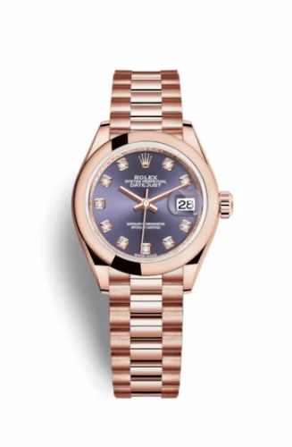 Rolex Lady-Datejust 28 Everose Domed / President / Aubergine 279165-0019