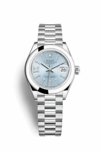 Rolex Lady-Datejust 28 Platinum Domed / President / Ice Blue Diamond 279166-0002