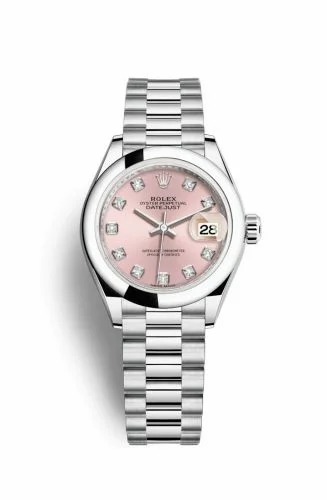 Rolex Lady-Datejust 28 Platinum Domed / President / Silver Diamond 279166-0005