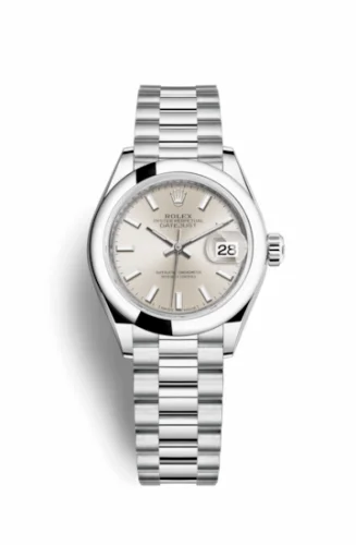 Rolex Lady-Datejust 28 Platinum Domed / President / Silver 279166-0006