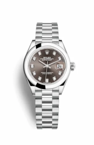 Rolex Lady-Datejust 28 Platinum Domed / President / Dark Grey Diamond 279166-0011