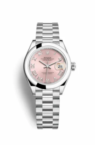 Rolex Lady-Datejust 28 Platinum Domed / President / Pink Roman 279166-0012