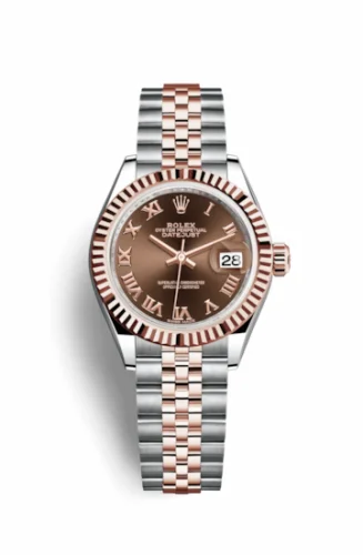 Rolex Lady-Datejust 28 Rolesor Rose Fluted / Jubilee / Chocolate Roman 279171-0009