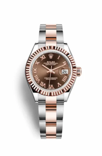 Rolex Lady-Datejust 28 Rolesor Rose Fluted / Oyster / Chocolate Roman 279171-0010