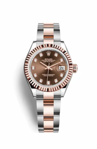 Rolex Lady-Datejust 28 Rolesor Rose Fluted / Oyster / Chocolate Diamond 279171-0012