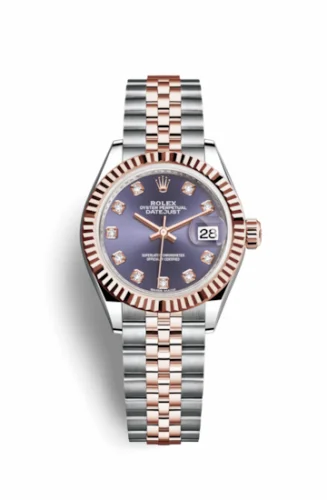Rolex Lady-Datejust 28 Rolesor Rose Fluted / Jubilee / Aubergine Diamonds 279171-0015