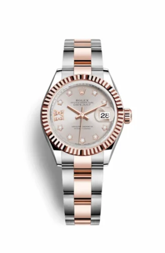 Rolex Lady-Datejust 28 Rolesor Rose Fluted / Oyster / Sundust Diamond 279171-0020