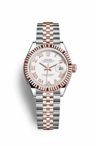 Rolex Lady-Datejust 28 Rolesor Rose Fluted / Jubilee / White Roman 279171-0021
