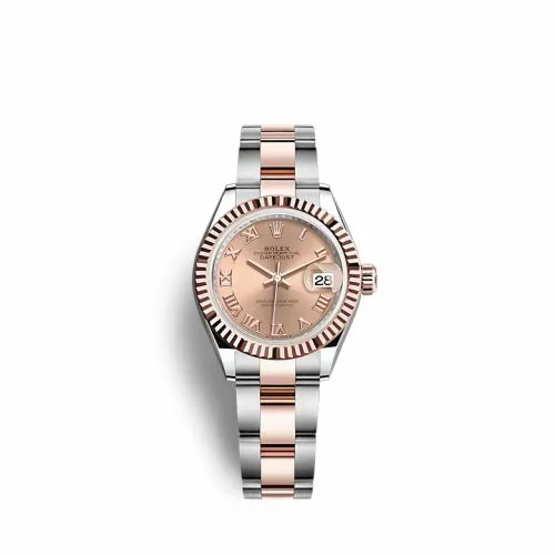 Rolex Lady-Datejust 28 Stainless Steel / Rose Gold / Fluted / Rose - Roman / Oyster 279171-0026