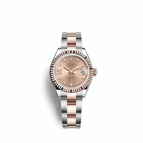 Rolex Lady-Datejust 28 Stainless Steel / Rose Gold / Fluted / Rose - Diamond / Oyster 279171-0028