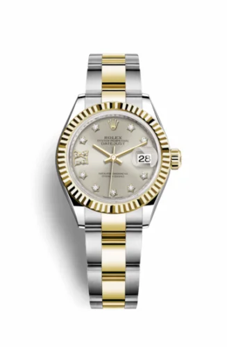Rolex Lady-Datejust 28 Rolesor Yellow Fluted / Oyster / Silver Diamond 279173-0004