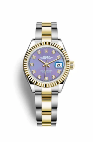 Rolex Lady-Datejust 28 Rolesor Yellow Fluted / Oyster / Lavender Diamond 279173-0018