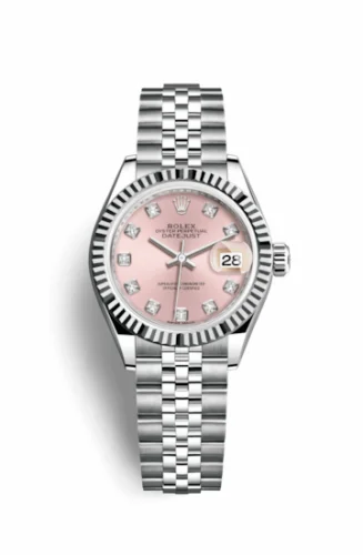 Rolex Lady-Datejust 28 Stainless Steel Fluted / Pink - Diamond / Jubilee 279174-0003