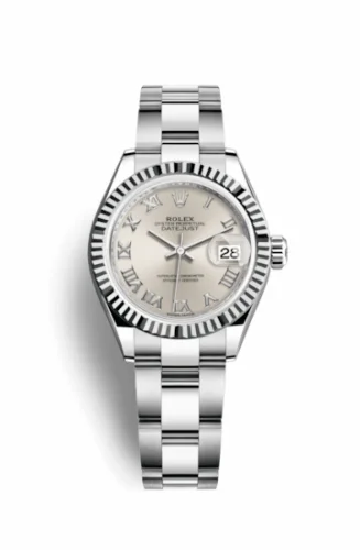 Rolex Lady-Datejust 28 Stainless Steel Fluted / Silver - Roman / Oyster 279174-0008