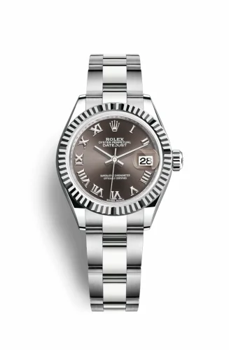 Rolex Lady-Datejust 28 Stainless Steel Fluted / Grey - Roman / Oyster 279174-0014