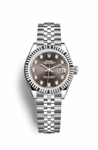 Rolex Lady-Datejust 28 Stainless Steel Fluted / Grey - Diamond / Jubilee 279174-0015