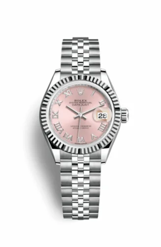 Rolex Lady-Datejust 28 Stainless Steel Fluted / Pink - Roman / Jubilee 279174-0017