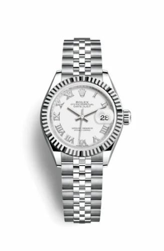 Rolex Lady-Datejust 28 Stainless Steel Fluted / White - Roman / Jubilee 279174-0019