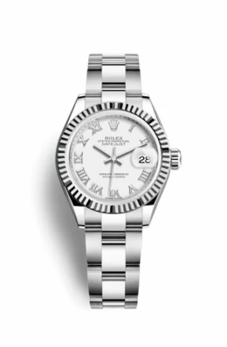 Rolex Lady-Datejust 28 Stainless Steel Fluted / White - Roman / Oyster 279174-0020